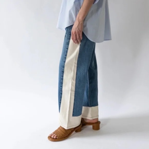 B SIDES Indigo and Ivory Straight Leg Jeans - Picture 11 of 14